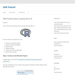 Svm Tutorial : How to classify text in R