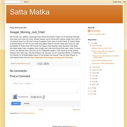 Satta Matka: Swagat_Morning_Jodi_Chart
