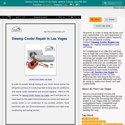 Swamp Cooler Repair In Las Vegas