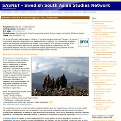 SASNET - Swedish South Asian Studies Network, Swedish Defence Research Agency (FOI), Stockholm