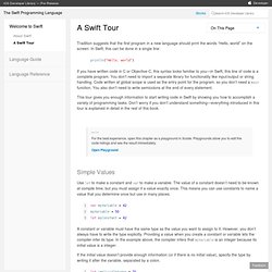 The Swift Programming Language: A Swift Tour