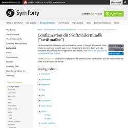 Configuration du SwiftmailerBundle ("swiftmailer") (The Symfony Reference)