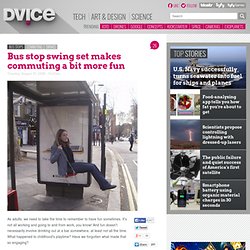 Bus stop swing set makes commuting a bit more fun