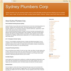 Sydney Plumbers Corp: About Sydney Plumbers Corp
