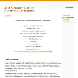 Syllabus - 21st Century Native American Literature