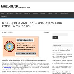 UPSEE Syllabus 2020 - AKTU/UPTU Entrance Exam Pattern