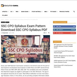 SSC CPO Syllabus Exam Pattern Download SSC CPO Syllabus PDF