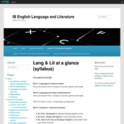 IB English Language and Literature » Lang & Lit at a glance (syllabus)