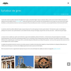 Syllabus de grec – Langues anciennes