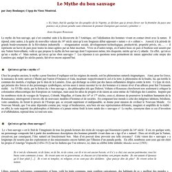 Syllabus : Le mythe du Bon Sauvage