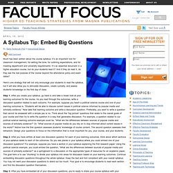 A Syllabus Tip: Embed Big Questions