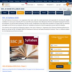 SSC JE Syllabus 2019 Released- Download SSC JE Syllabus in Pdf