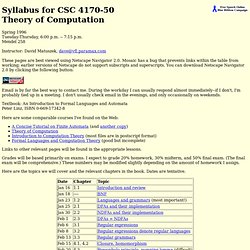Syllabus for Theory of Computation