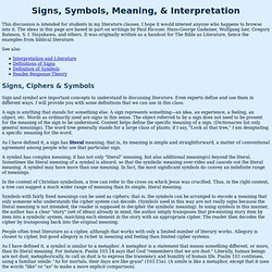 Signs, Symbols, Meaning and Interpretation
