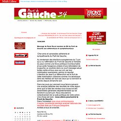 Message de René Revol membre du BN du Parti de Gauche aux adhérent(e)s et symphatisant(e)s