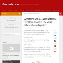 Symptoms and Diseases Database : Free Open source PHP / Mysql Patients Records project - Goomedic.com