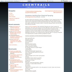 Symptoms resulting from Chemtrail Spraying - C H E M T R A I L S