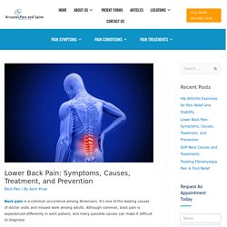 Lower Back Pain Symptoms, Causes, Treatment and Prevention