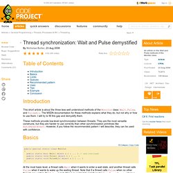 Thread synchronization: Wait and Pulse demystified. Free source