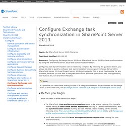 Configure Exchange task synchronization in SharePoint Server 2013