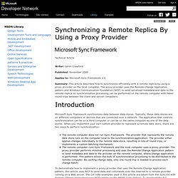 Synchronizing a Remote Replica By Using a Proxy Provider