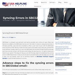 Syncing Errors in SBCGlobal Email