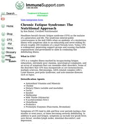 Chronic Fatigue Syndrome: The Nutritional Approach