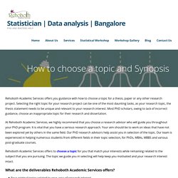 How to choose a Topic and write a synopsis - Statistician