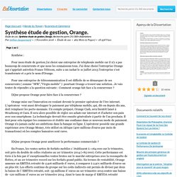 Synthèse étude de gestion, Orange. - Étude de cas - Arthur Jacquemard