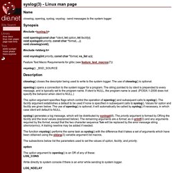 syslog(3): send messages to system logger