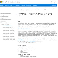 System Error Codes (0-499)