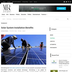 Solar System Installation Benefits