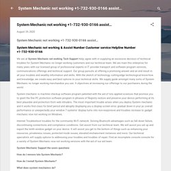 System Mechanic not working +1-732-930-0166 assist…