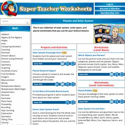 Solar System and Planets Worksheets