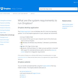 What are the system requirements to run Dropbox? (Dropbox Help Center)