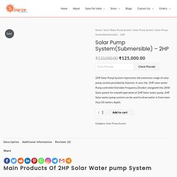 Solar Pump System(Submersible) - 2HP - Solarize India