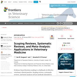 FRONT. VET. SCI. 28/01/20 Scoping Reviews, Systematic Reviews, and Meta-Analysis: Applications in Veterinary Medicine