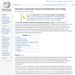 Heuristic-systematic model of information processing - Wikipedia