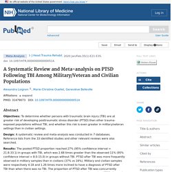 A Systematic Review and Meta-analysis on PTSD Following TBI Among Military/Veteran and Civilian Populations - PubMed
