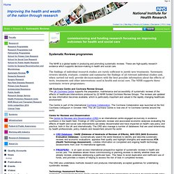National Institute for Health Research - NHS - Systematic Reviews