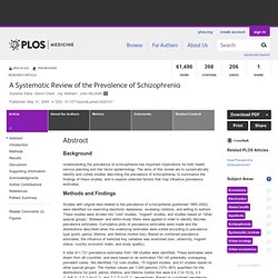 A Systematic Review of the Prevalence of Schizophrenia