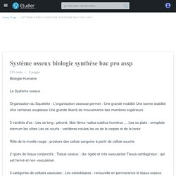 Système osseux biologie synthèse bac pro assp - 515 Mots