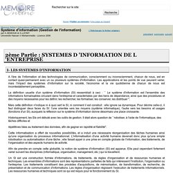 Système d'information (Gestion de l'information) - A.SEMOUD et A.LAYMY