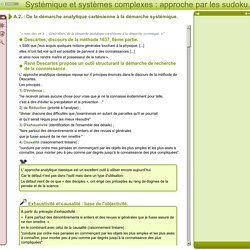 Systémique et systèmes complexes : approche par les sudoku. - A.2. : De la démarche analytique cartésienne à la démarche systémique.
