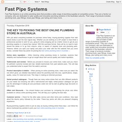 THE KEY TO PICKING THE BEST ONLINE PLUMBING STORE IN AUSTRALIA