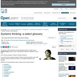 Systems thinking: a select glossary
