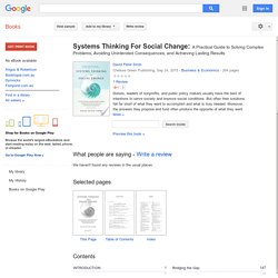 Systems Thinking For Social Change: A Practical Guide to Solving Complex ... - David Peter Stroh
