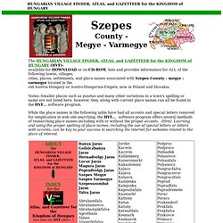 Szepes County - Megye - Varmegye - Placenames