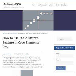 How to use Table Pattern Feature in Creo Elements Pro