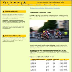 Taille de vélo - Cyclisme Bicyclette VTT BMX